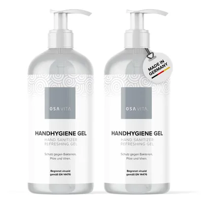 Produktbild von OSAVITA® Desinfektionsgel begrenzt vizuzid gemäß EN 14476 (2x 500 ml), Handhygiene Gel, Desinfektion für die Hände