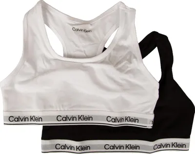 Produktbild von CALVIN KLEIN Mädchen-Bralette für Mädchen, 2er-Pack, sichtbarer Gummizug, Stretch-Baumwolle, Artikel G80G800710, Taglia XXL - anni 14 - 16, Cotone 95%,Elasthan 5%
