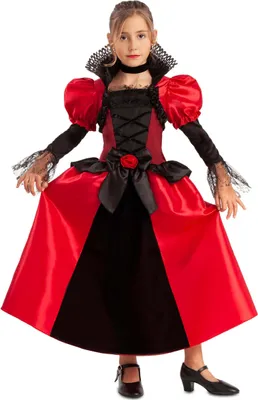 Zdjęcie produktu dla Szykowny kostium wampira dla dziewczynek na Halloween czarno-czerwony