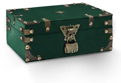Productafbeelding van Houten schatkist 23 x 16 x 9,5 cm, met slot, groen, voor kinderverjaardag