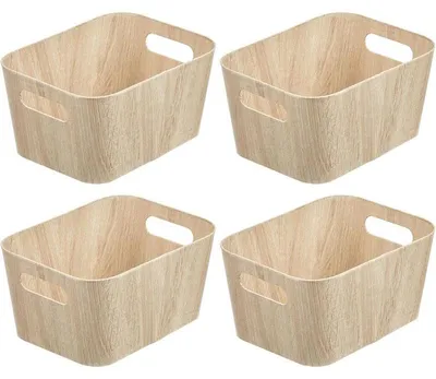 Produktbild von Aufbewahrungbox Organizer Kisten lebensmittelsicher 4er Set Griffe mDesign