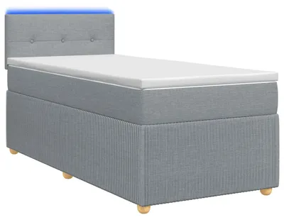 Immagine prodotto di Letto con rete a molle e materasso, colore grigio chiaro, 90 x 190 cm, rivestito in tessuto
