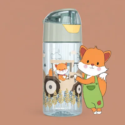 Produktbild von Trinkflasche Kinder 450ml, leichte Tritan Wasserflasche, BPA frei, auslaufsicher, Kohlensäure geeignet, spülmaschinenfest, Mädchen - Traktor grün