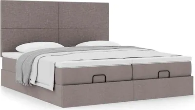 Produktbild von Ottoman-Bett mit Matratzen Taupe 180x200 cm Stoff