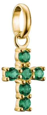 Produktbild von Thomas Sabo CC1206-M01-6 Anhänger Kreuz Goldfarben mit Grünen Steinen