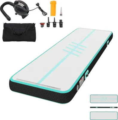 Produktbild von Air Matte Track, 300cm Tumbling Luft Matte/Kohlefaser/Pfadstil mit Luftpumpe, 10cm Hoch Tumbling Matte, Aufblasbar Gymnastikmatte fš¹r Training/Tumbling/Yoga/Outdoor/Fitness