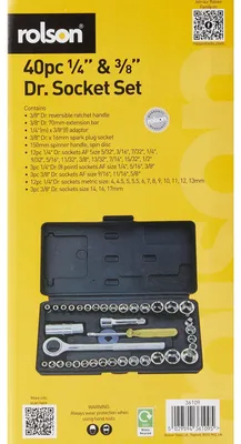 Produktbild von Steckschlüsselset Nusskasten Schraubenschlüssel - 1/4 und 3/8 Zoll - 40-teilig - Mit Aufbewahrungskoffer