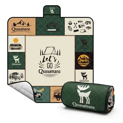 Produktbild von Qunature Picknickdecke 200x200cm Outdoors Campingdecke Wasserdicht Faltbar Picknickmatte Braun
