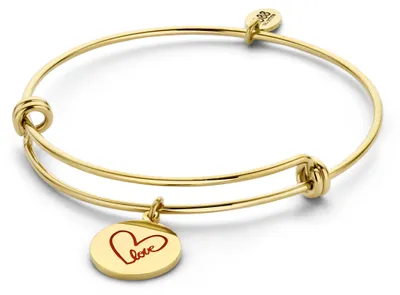 Produktbild von CO88 Collection 8CB-90175 - Stalen bangle met bedel - hart - Love - one-size - goudkleurig