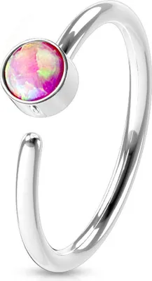 Produktbild von viva-adorno 0,8mm Nasenring Nasenpiercing Piercing Hoop Ring Opal Tragus Helix Cartilage Rook Ohrpiercing Z520,silber / pink