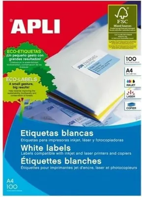 Produktbild von APLI 01281, Weiß, 210 x 297, 100 Stück(e), 100 Blätter, A4