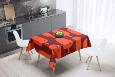 Tischdecke 140x140 cm, Polyester, wasserabweisend, Orange Bordeaux