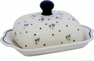 Produktbild von Bunzlauer Keramik Butterdose Butterglocke Butterbehälter eckig für 250g (1 Stück Butter) 20x15x10,5cm Nachbildung 111