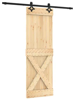 Produktbild von Schiebetür Natürlich und Schwarz 70 x 210 cm Massivkiefer