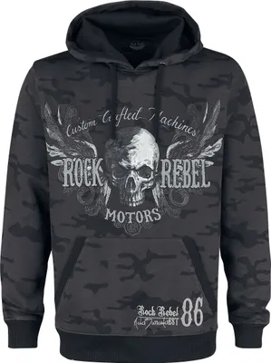 Produktbild von Rock Rebel by EMP Herren dunkelgrauer Hoodie mit Allover-Camouflage-Print S