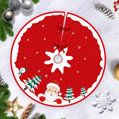 Produktbild von Weihnachtsbaumrock mit Schneeflocken und Blättern, 90 cm, für Weihnachtsdekoration