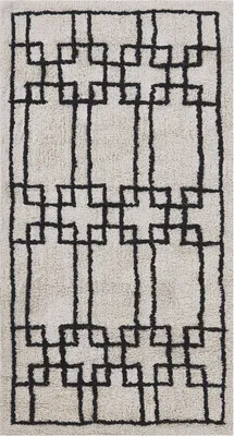 Produktbild von BELIANI Teppich Beige Schwarz Baumwolle Rechteckig 80 x 150 cm Geometrisches Muster Getuftet Skandinavisch Kurzhaar Kurzflor Wohn- und Schlafzimmer