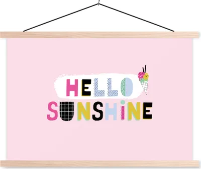 Produktbild von MuchoWow® Textilposter Sommer - Eiscreme - Rosa 120x80 cm mit holzfarbenen Rahmen - Aufhängeset