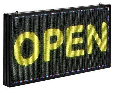 Produktbild von VEVOR Programmierbares LED-Schild, P10 Vollfarbig Flexibles Digitales Scroll-Panel, DIY Benutzerdefiniertes Textmuster GIF-Anzeigetafel, Bluetooth APP Steuerung Nachrichtenschild für Geschäftswerbung, 52x8 Zoll, 67 x 35 cm