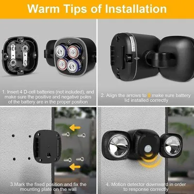 Immagine prodotto di Lampada da esterno a LED con sensore di movimento, alimentata a batteria, da parete, ricaricabile