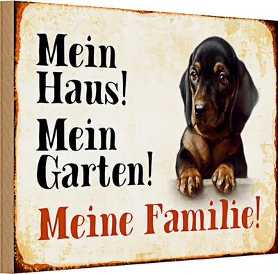 Produktbild von Holzschild Dackel 30x20cm mein Haus mein Garten Familie