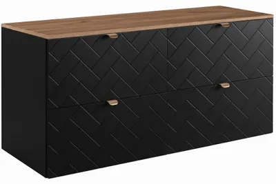 Produktbild von RODAN | Waschbeckunterschrank 120 cm - Schwarz Matt - Badezimmerschränke - Badmöbel - Waschbecken Unterschränke - Braune Arbeitsplatte