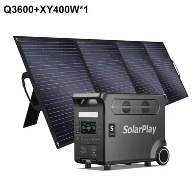 Obrázok produktu pre Prenosná nabíjačka – Q3600 – Kapacita 3840 Wh – Výkon 3600 W – LiMnO₂ batéria – Solárny panel 400 W x 1 – Displej – Vhodná na kempovanie a ako záložný zdroj energie