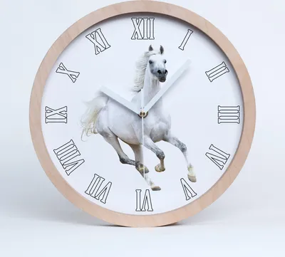 Produktbild von Holzuhr 20fi cm wanduhr - weiße Spitzen - Weißes arabisches Pferd