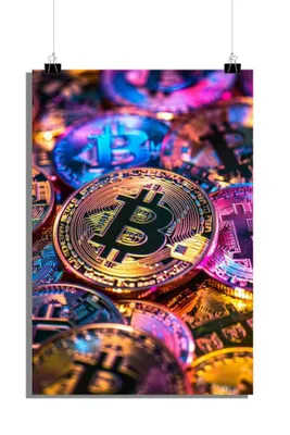 Zdjęcie produktu dla Plakat Bitcoin - Plakat Gold Coin - Plakat Crypto - Plakat artystyczny - 61x91cm - Idealny do oprawienia w ramkę