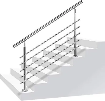 Produktbild von Treppengeländer mit 2 Pfosten für Innen und Außen - Balkon und Treppe - 160 cm, 5 Stangen