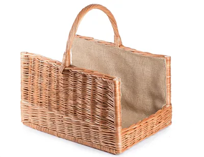 Produktbild von JIPRO® Kaminholzkorb aus Weide eckig mit Jute Vetva I. - Weidenkorb - B 45 x T 30 x H 29(cm)