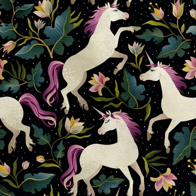 Imagen del producto de Tela de terciopelo real, de poliéster, para coser. Diseño: unicornio entre flores
