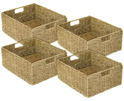 Flechtkorb aus Seegras von HMF, passend für Kallax halbe Höhe, 4er Set