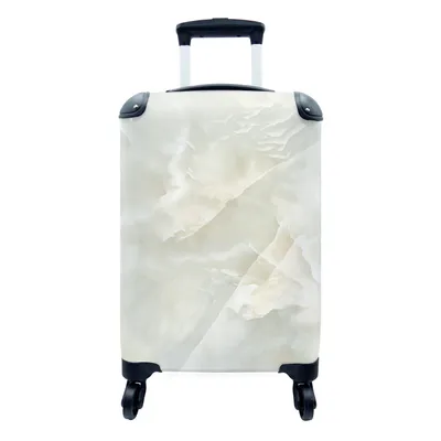 Produktbild von MuchoWow® Koffer Handgepäck Trolley Rollkoffer Kleine Reisekoffer mit 4 Rollen - Marmor - Muster - Weiß - Cabin Size < 55x40x23 cm & 55x40x20 cm - Fotokoffer - Kabinenkoffer - Boardgepäck - Reise-Box - Reisekoffer - Reisegepäck - Koffer mit Bild - Trolley für Kinder