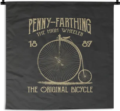 Produktbild von MuchoWow® Wandteppich Wandbehang Fahrrad - Laufräder - Vintage 150x150 cm Tapisserie Dekoration Wandtuch - Wohnaccessoires - Modernes