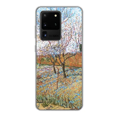 Produktbild von MuchoWow® Handyhülle Schutzhülle Hülle für Samsung Galaxy S20 Ultra Blühender Pfirsichbaum - Vincent van Gogh Silikon Softcase Handy Hülle - Karteninhaber