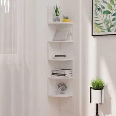 Produktbild von Maison Exclusive - Wand-Eckregal Weiß 19x19x123 cm Holzwerkstoff