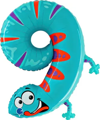 Produktbild von Riesenzahl Folienballon Animaloon 40"/102cm | #9 Eidechse