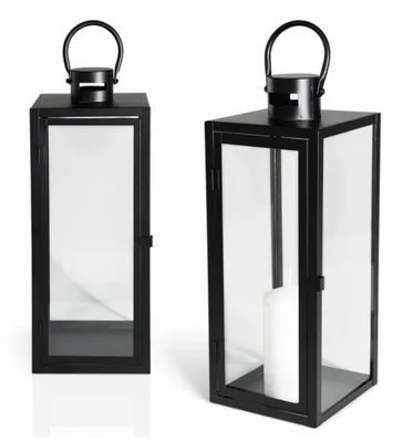Produktbild von Laterne Schwarz 38.0 cm – Windlicht aus Metall – Gartenlaterne für Terrasse, Balkon und Wohnzimmer