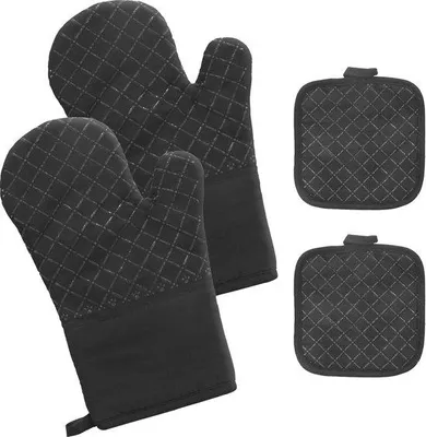 Produktbild von Famanu Ofenhandschuhe Set hitzebeständig - 4-teilig, schwarz