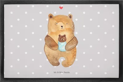 Produktbild von Mr. & Mrs. Panda Türmatte Bär Baby 50 x 75 cm - Grau Pastell - Geschenk, Geburtstag, Neffe, Eltern, Gummimatte, Schmutzfangmatte, Gummi-Fußmatte, fußmatte, Fussmatte