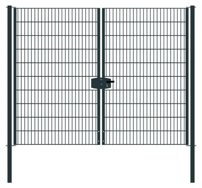 Produktbild von Drahtgittertor 2-flügelig, Durchgangslichte: 264 cm, Gesamtbreite inkl. Pfosten: 276 cm - Ausführung: anthrazit beschichtet, Höhe: 203 cm