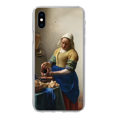 Produktbild von MuchoWow® Handyhülle Schutzhülle Hülle für iPhone Xs Das Milchmädchen - Vermeer - Alte Meister Silikon Softcase Handy Hülle - Handytasche