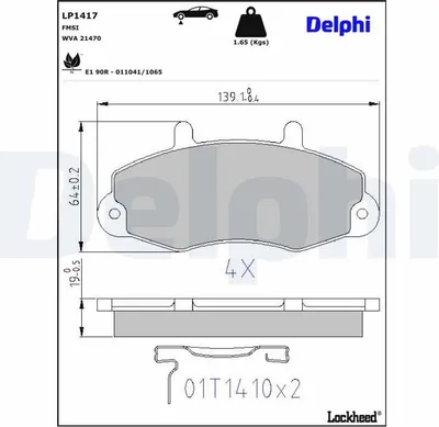 Produktbild von DELPHI Bremsbeläge Satz Vorne Bremsklötze für FORD TRANSIT MK-5 Bus (E) LP1417