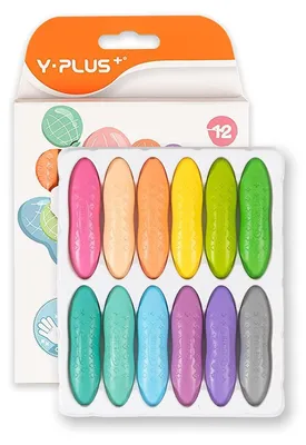 Productafbeelding van Kleurpotloden voor peuters, 12 kleuren, macaron-vorm, pinda-vorm, niet giftig, afwasbaar