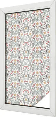 Produktbild von Buntglas Fensterfolie – 100x100 cm – Stained-Glass Design – blickdichte dekorative Sichtschutzfolie – selbstklebend, UV-Schutz – Fuchsblätter