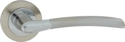 Produktbild von DOMINO Türgriff Drückergarnitur | Türklinke für Zimmertür, Bürotür, Kellertür & Innentür | Türbeschläge aus Aluminium | Chrom/Nickel Türdrückergarnitur| PRESTO-R M6/M9
