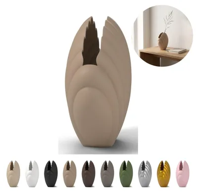Produktbild von Deko Vase Muschel 13,8 cm, skulptural aus PLA – Eiche