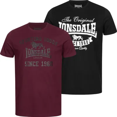 Obrázek produktu pro Pánské tričko regular fit double pack TORBAY Black/Oxblood M Lonsdale