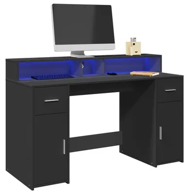 Immagine prodotto di Scrivania da ufficio - Scrivania per laptop - Banco da lavoro - Scrivania per computer - Scrivania da scrittura - Illuminazione RGB regolabile